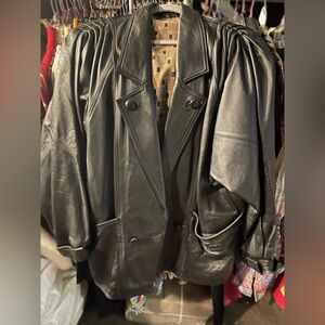 Women's Black Leather Jacket Vintage 80’s